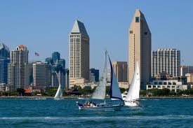 San Diego skyline with sail boats