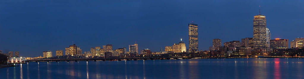Boston skyline at night